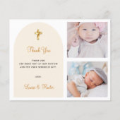 Budget Taufe Foto Zwillinge elegante danke (Vorderseite)