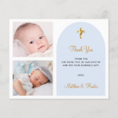 Budget Taufe Foto Zwillinge Jungen danke Ihnen Kar (Vorderseite)