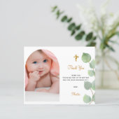 Budget Taufe Mädchen Eukalyptus Foto vielen Dank (Stehend Vorderseite)