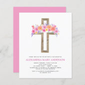 Budget Taufe Pastel Floral Rosa Rose Kreuz (Vorne/Hinten)