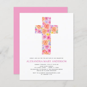 Budget Taufe Pastel Floral Rosa Rose Kreuz