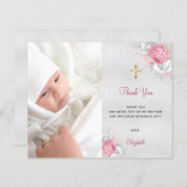 Budget Taufe Rosa Blumenblume Foto Silber vielen D (Vorne/Hinten)