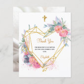 Budget Taufe rosa Blumengeflecht Foto vielen Dank (Vorne/Hinten)