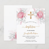 Budget Taufe rosa Blumensträuße Mädchen elegant (Vorne/Hinten)