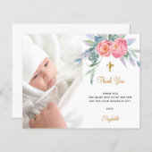 Budget Taufe Rosa Florals Foto Mädchen vielen Dank (Vorne/Hinten)