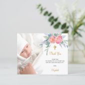 Budget Taufe Rosa Florals Foto Mädchen vielen Dank (Stehend Vorderseite)