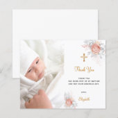 Budget Taufe Rose Goldflorale Foto vielen Dank (Vorne/Hinten)