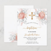 Budget Taufe Rose Goldfloralen Mädchen Weiß (Vorne/Hinten)