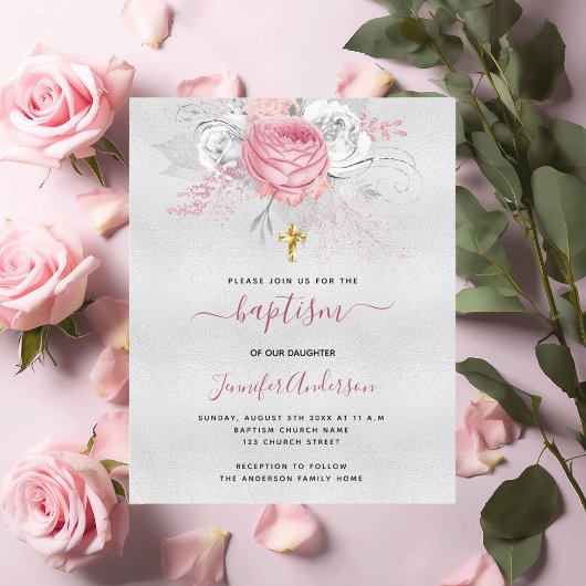 Budget Taufe Silberpink-Floralmädchen