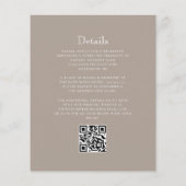 Budget Taupe Monogram Wappen QR Code Hochzeit (Rückseite)