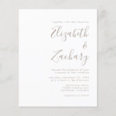 Budget Taupe Script QR Code Wedding Einladung (Vorderseite)