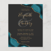 Budget Teal-Achat-Ecken Dunkler QR-Code Hochzeit (Vorderseite)