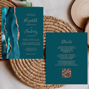 Budget Teal Achat Rosen Gold QR Code Hochzeits Ein