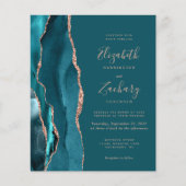 Budget Teal Agate Rose Gold QR Code Wedding Invite (Vorderseite)
