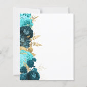 Budget Teal Aqua Gold Floral Script Wedding Menu (Rückseite)