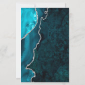 Budget Teal Blue Silver Agate Dark Wedding Invite (Rückseite)