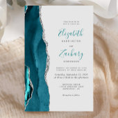 Budget Teal Blue Silver Agate Gray Wedding Invite