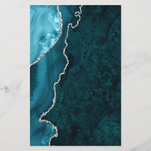 Budget Teal Blue Silver Agate Gray Wedding Invite (Rückseite)