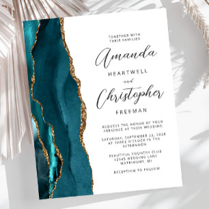 Budget Teal Gold Achat Hochzeits-Einladung