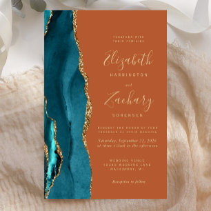 Budget Teal Gold Achat verbrannte Orange Hochzeits