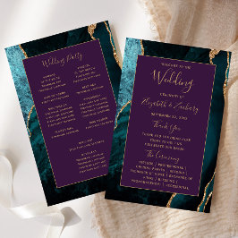 Budget Teal Gold Agate Purple Wedding Program