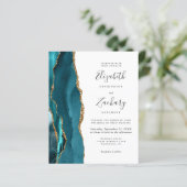 Budget Teal Gold QR-Code Hochzeits-Einladung (Stehend Vorderseite)