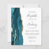 Budget Teal Gold QR-Code Hochzeits-Einladung (Vorderseite)