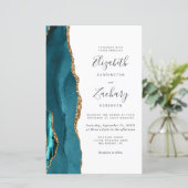 Budget Teal Gold QR-Code Hochzeitseinladung (Stehend Vorderseite)