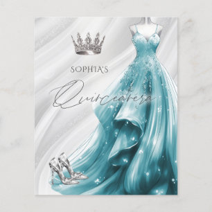 Budget Teal Kleid Quinceañera Einladung