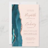 Budget Teal Rose Gold Agate Wedding Invitation (Vorderseite)