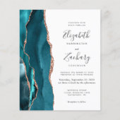 Budget Teal Rose Gold Agate Wedding Invitation (Vorderseite)