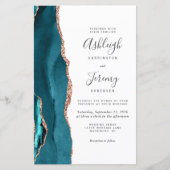 Budget Teal Rose Gold QR Code Wedding Invitation (Vorderseite)