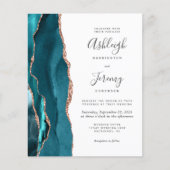 Budget Teal Rose Gold QR Code Wedding Invitation (Vorderseite)