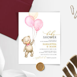 Budget Teddy Bear & Balloon Baby Dusche Einladung