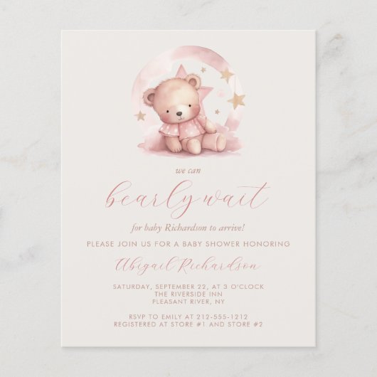 Budget Teddy Bear Pink Girl QR Code Kinderdusche (Vorderseite)