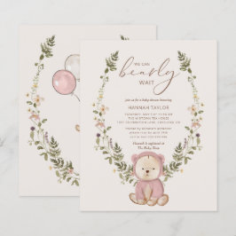 Budget Teddy Bear Pink Girls Babydusche Einladung