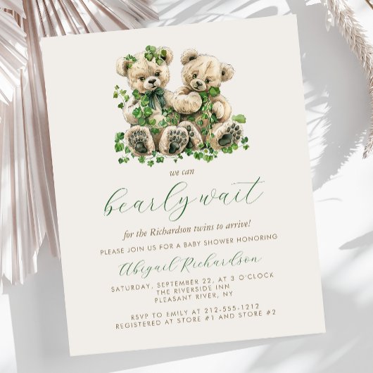 Budget Teddy Bears Green Ivy Twins Baby Dusche