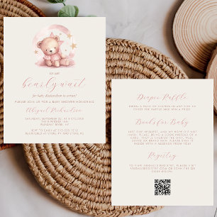 Budget-Teddybär Rosa Mädchen QR-Code Baby Shower