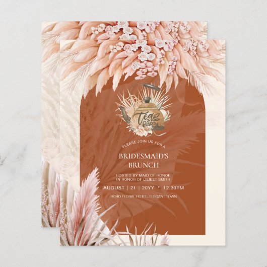 BUDGET Tee Party Brautparty Pampas Gras (Vorne/Hinten)