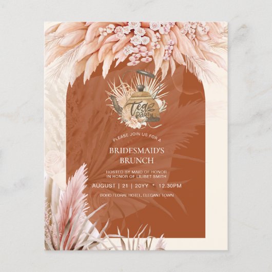 BUDGET Tee Party Brautparty Pampas Gras Flyer (Vorne)