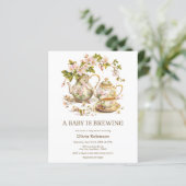 Budget Teekanne Ein Baby Braut Babydusche Einladun (Stehend Vorderseite)