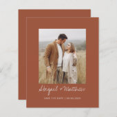 Budget Terra Cotta Save the Date Einladung (Vorne/Hinten)