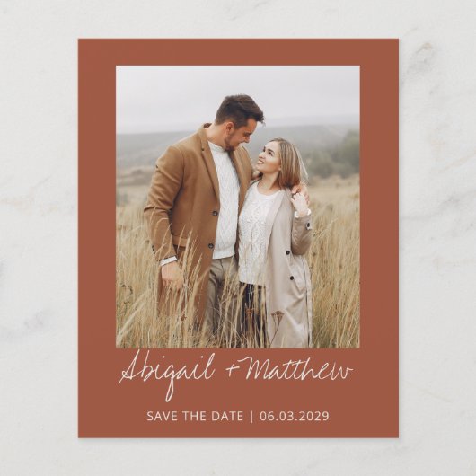 Budget Terra Cotta Save the Date Einladung Flyer (Vorne)