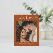 BUDGET Terracotta 2 Foto Wedding Danke Karte (Stehend Vorderseite)