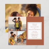 Budget Terracotta 4 Fotos Hochzeit Einladung (Vorne/Hinten)