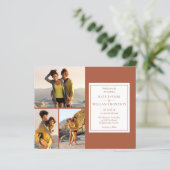 Budget Terracotta 4 Fotos Hochzeit Einladung (Stehend Vorderseite)