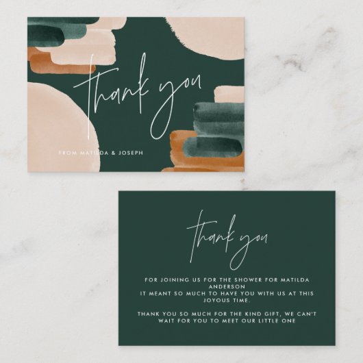 Budget terracotta abstrakte Babydusche Danke Mitteilungskarte (Vorne/Hinten)