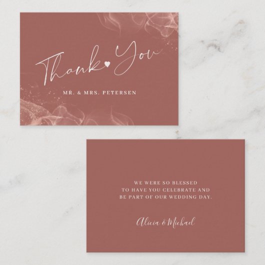 Budget terracotta blush Hochzeit danke Drehbuch Mitteilungskarte (Vorne/Hinten)