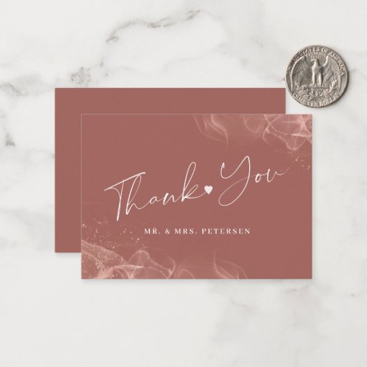 Budget terracotta blush Hochzeit danke Drehbuch Mitteilungskarte (Vorderseite/Rückseite Beispiel)