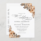 Budget Terracotta Boho Floral Wedding Einladung (Vorne/Hinten)